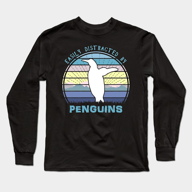 Easily Distracted By Penguins Long Sleeve T-Shirt by Nerd_art